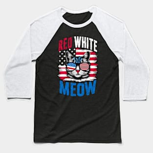 Red White And meow  america Baseball T-Shirt